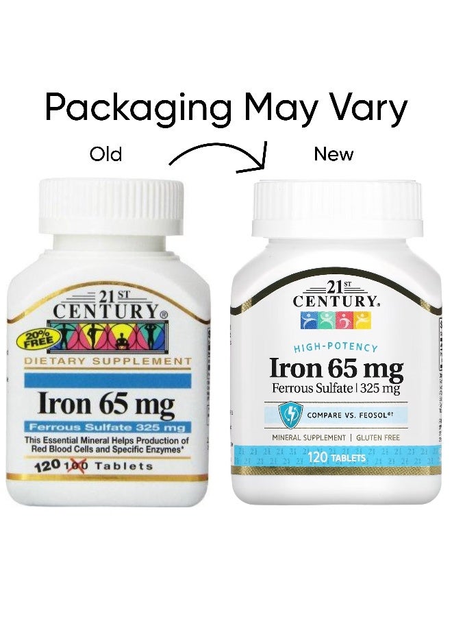 21st Century Iron 65 mg Ferrous Sulfate, 120 Tablets Packaging May Vary - Image 2